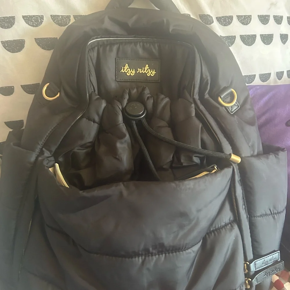 Zara Kids Black Quilted Puffer Jacket with Gold Accents